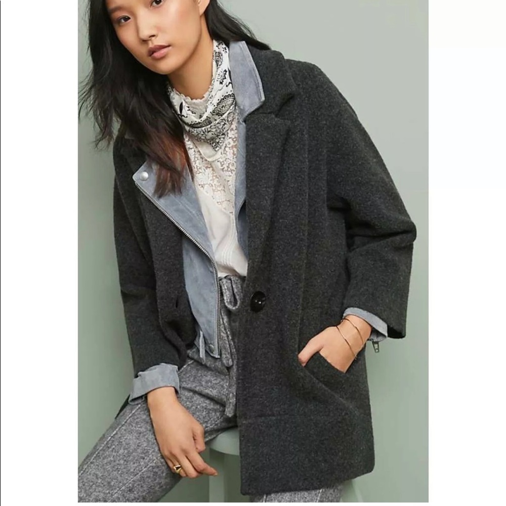 NWT Anthropologie Moth coat in deep grey